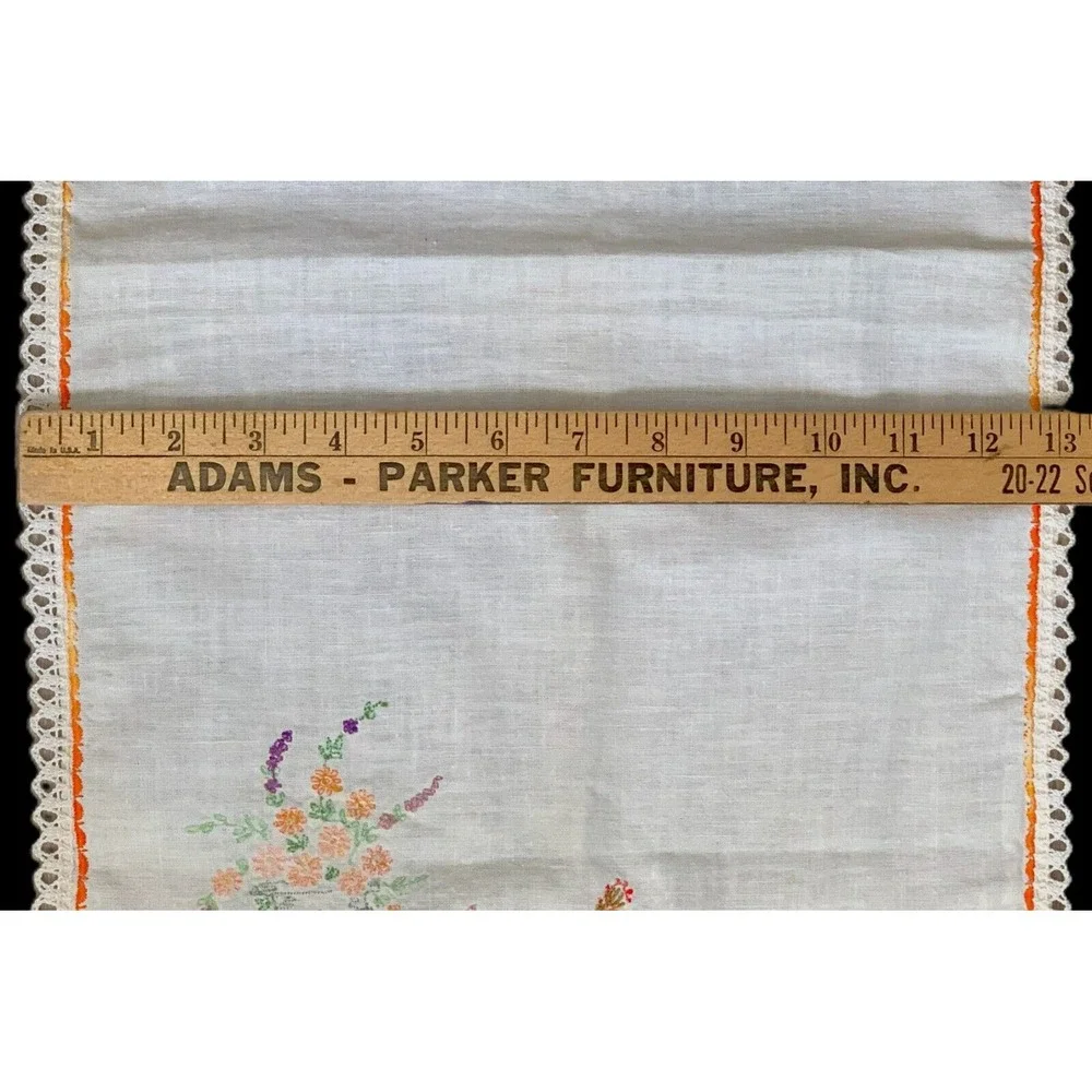 Vintage PEACOCK, Fence & Urn Table Runner Dresser Scarf 36